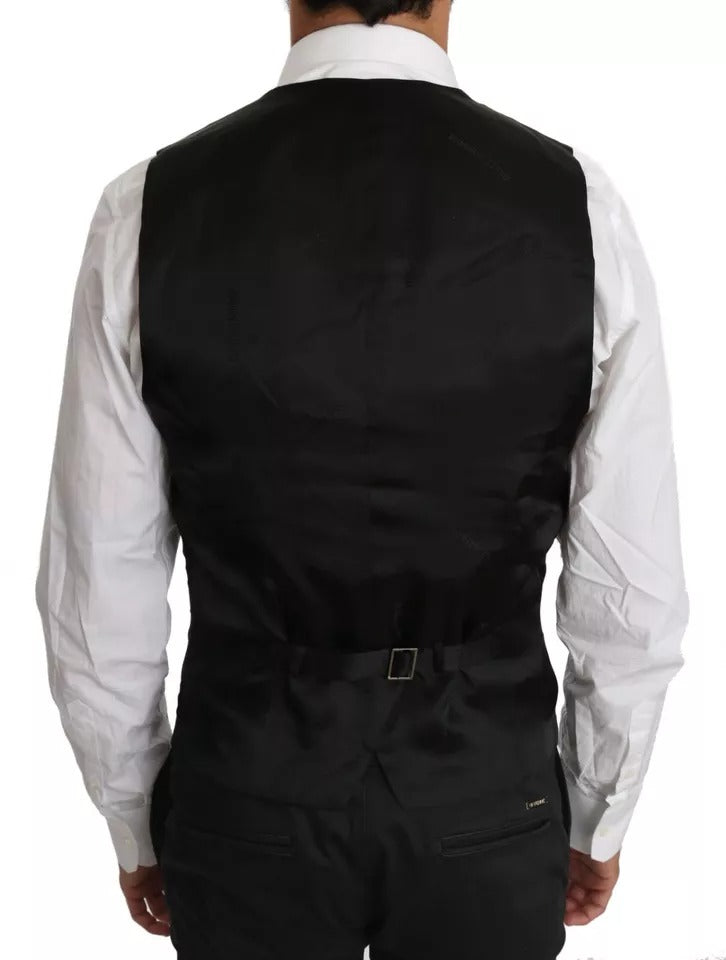 Dolce & Gabbana Black Wool Logo Waistcoat Men's Vest