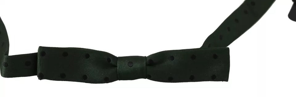 Dolce & Gabbana Green Dotted Silk Adjustable Neck Bow Men's Tie
