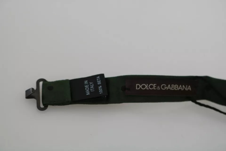 Dolce & Gabbana Green Dotted Silk Adjustable Neck Bow Men's Tie