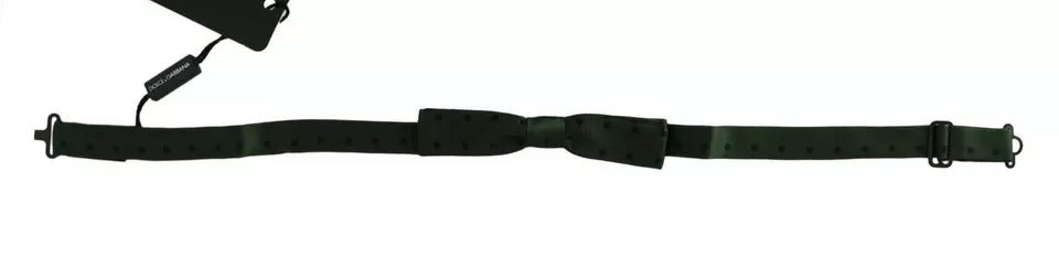 Dolce & Gabbana Green Dotted Silk Adjustable Neck Bow Men's Tie