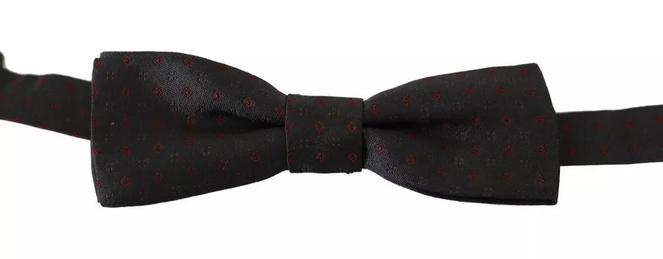 Dolce & Gabbana Gray Dotted Silk Adjustable Neck Bow Men's Tie