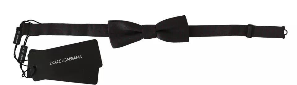 Dolce & Gabbana Gray Dotted Silk Adjustable Neck Bow Men's Tie