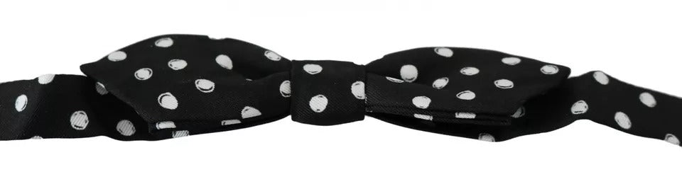 Dolce & Gabbana Black Polka Dots Adjustable Neck Bow Men's Tie
