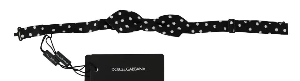 Dolce & Gabbana Black Polka Dots Adjustable Neck Bow Men's Tie