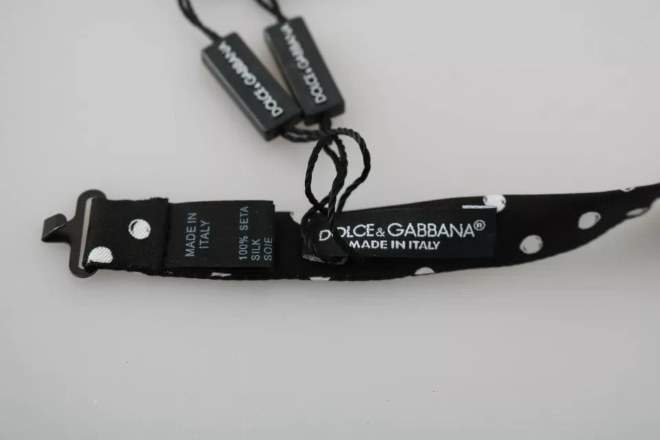 Dolce & Gabbana Black Polka Dots Adjustable Neck Bow Men's Tie