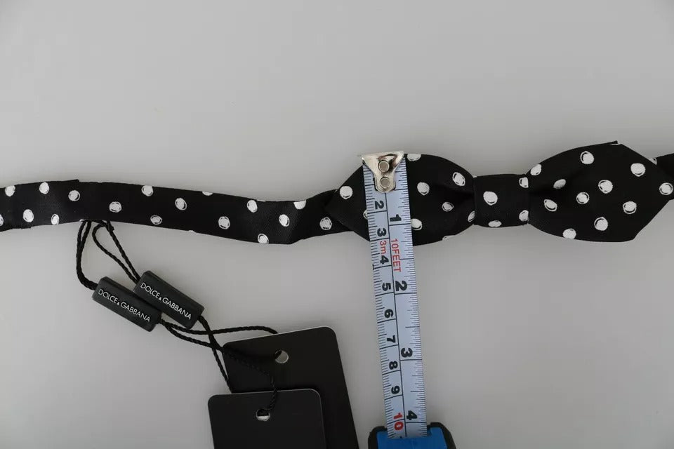 Dolce & Gabbana Black Polka Dots Adjustable Neck Bow Men's Tie