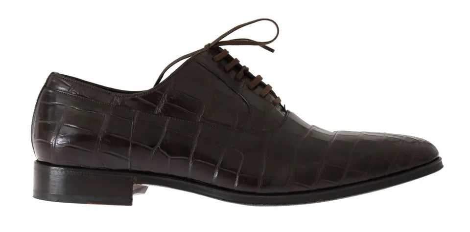 Dolce & Gabbana Brown Patterned Leather Dress Formal Men's Shoes (Pre-Owned)