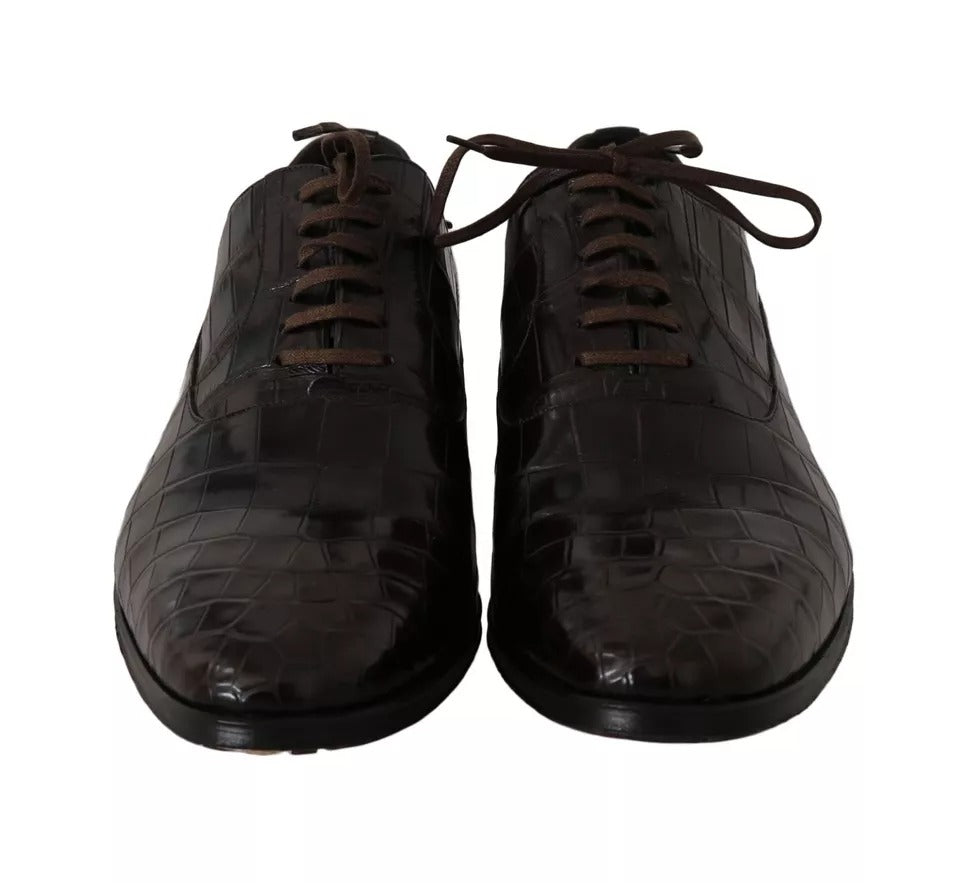 Dolce & Gabbana Brown Patterned Leather Dress Formal Men's Shoes (Pre-Owned)