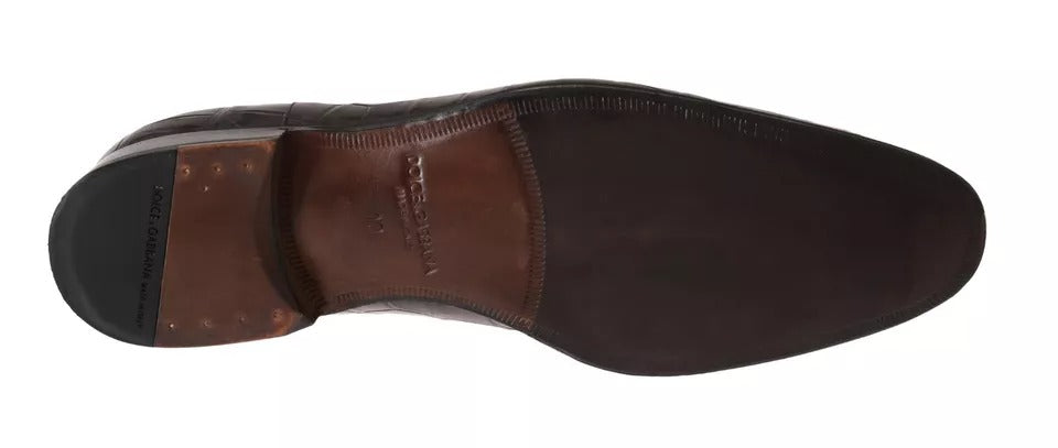 Dolce & Gabbana Brown Patterned Leather Dress Formal Men's Shoes (Pre-Owned)