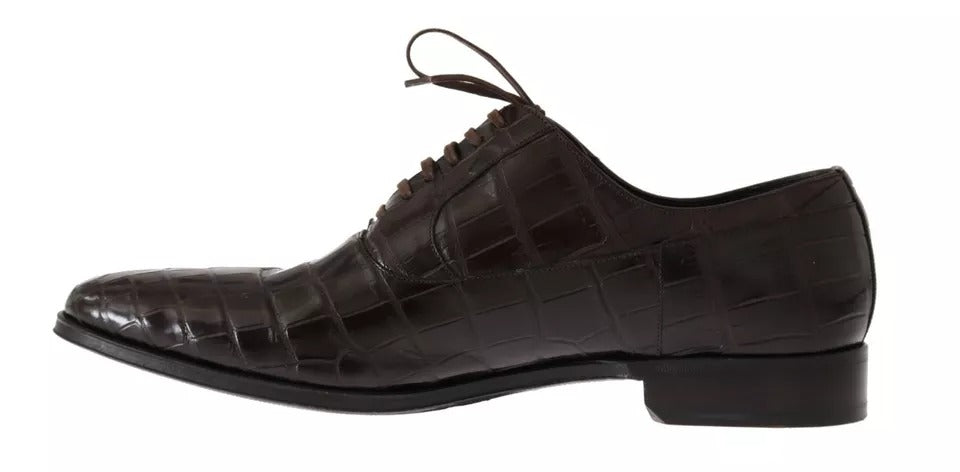 Dolce & Gabbana Brown Patterned Leather Dress Formal Men's Shoes (Pre-Owned)
