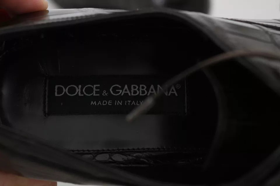 Dolce & Gabbana Brown Patterned Leather Dress Formal Men's Shoes (Pre-Owned)