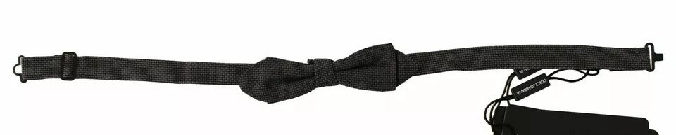 Dolce & Gabbana Gray Pattern Silk Adjustable Neck Bow Men's Tie