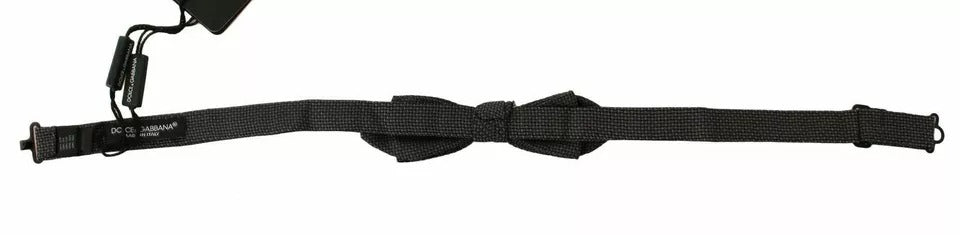 Dolce & Gabbana Gray Pattern Silk Adjustable Neck Bow Men's Tie