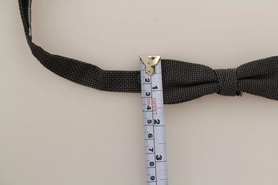 Dolce & Gabbana Gray Pattern Silk Adjustable Neck Bow Men's Tie