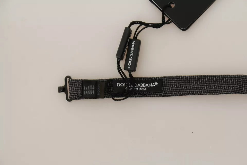 Dolce & Gabbana Gray Pattern Silk Adjustable Neck Bow Men's Tie