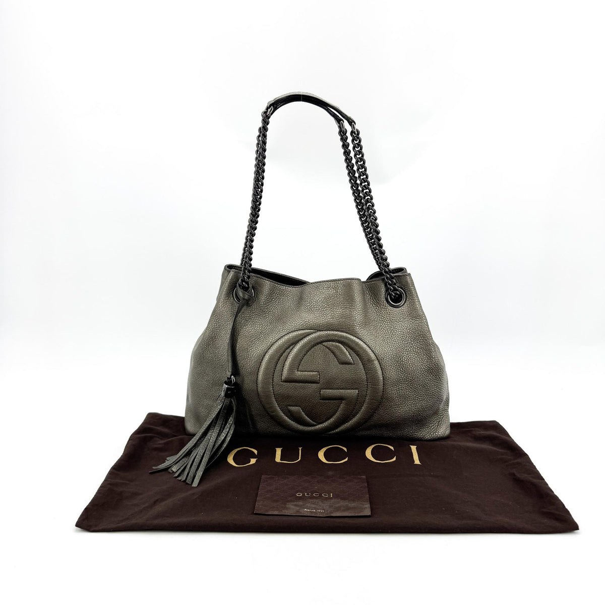 Gucci Soho Chain Strap Leather Silver Leather Shoulder Bag Bag (Pre-Owned)