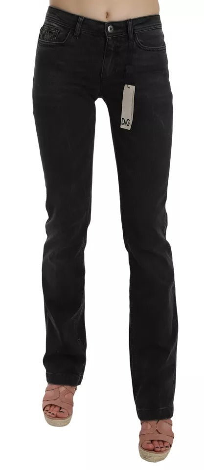 Dolce & Gabbana Black Slim Fit Cotton Jeans D&G Women's Pants