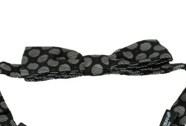 Dolce & Gabbana Dark Gray Silk Circles Men NeckMen's Bow Men's Tie