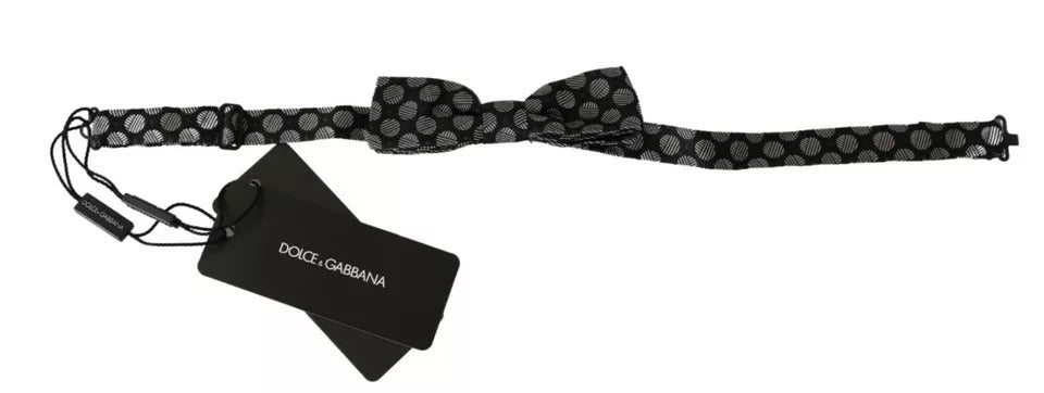 Dolce & Gabbana Dark Gray Silk Circles Men NeckMen's Bow Men's Tie