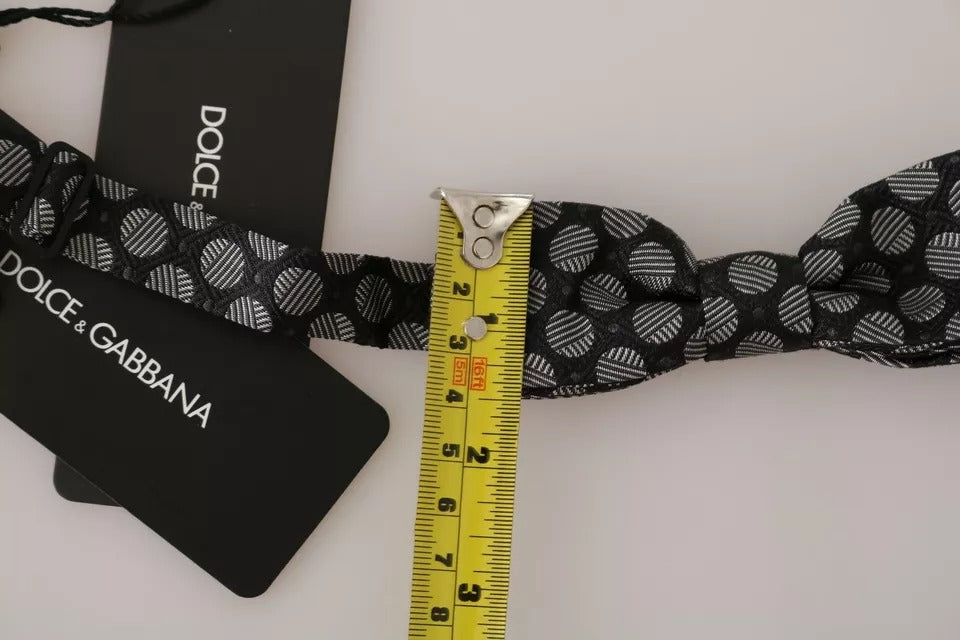 Dolce & Gabbana Dark Gray Silk Circles Men NeckMen's Bow Men's Tie
