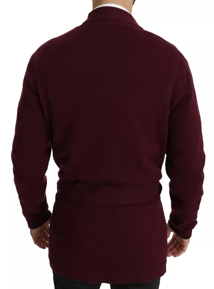 Dolce & Gabbana Bordeaux Cashmere Crown Cardigan Men's Sweater