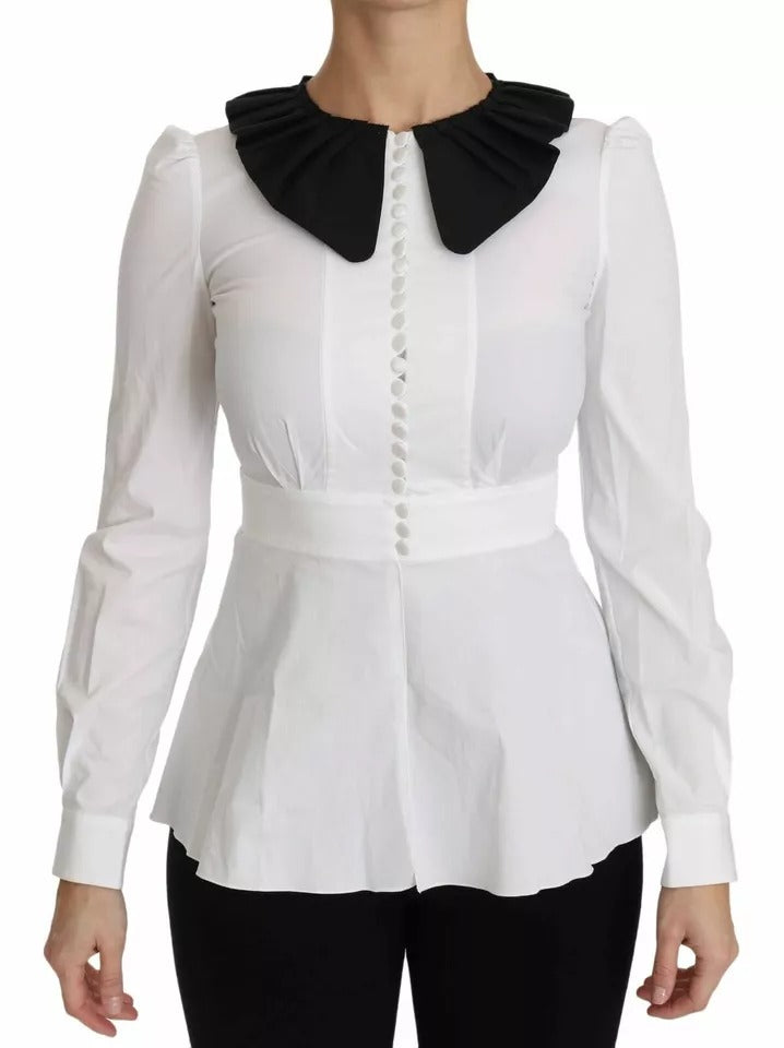 Dolce & Gabbana Black White Decorative Buttons Tops Shirt Women's Blouse