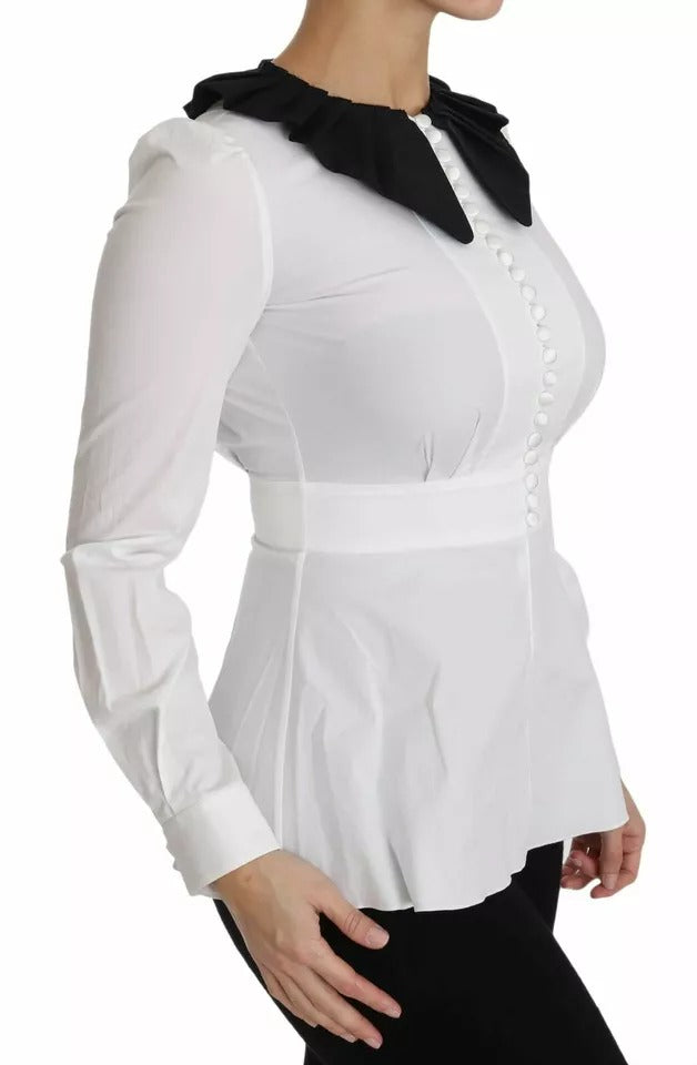 Dolce & Gabbana Black White Decorative Buttons Tops Shirt Women's Blouse