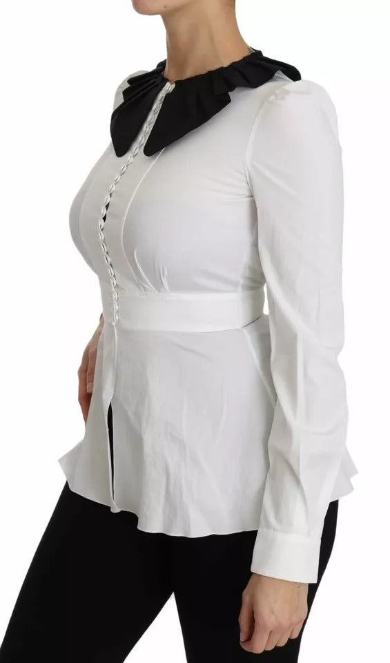 Dolce & Gabbana Black White Decorative Buttons Tops Shirt Women's Blouse