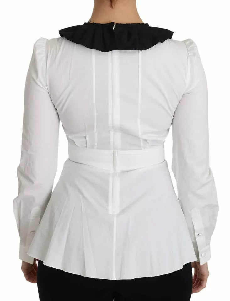 Dolce & Gabbana Black White Decorative Buttons Tops Shirt Women's Blouse