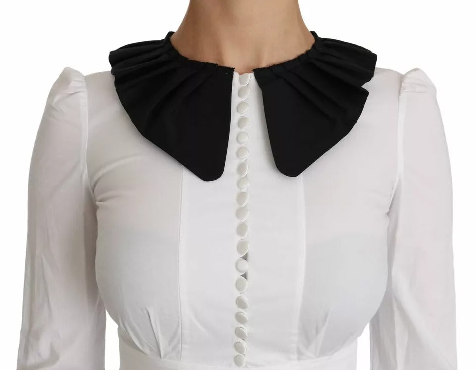 Dolce & Gabbana Black White Decorative Buttons Tops Shirt Women's Blouse