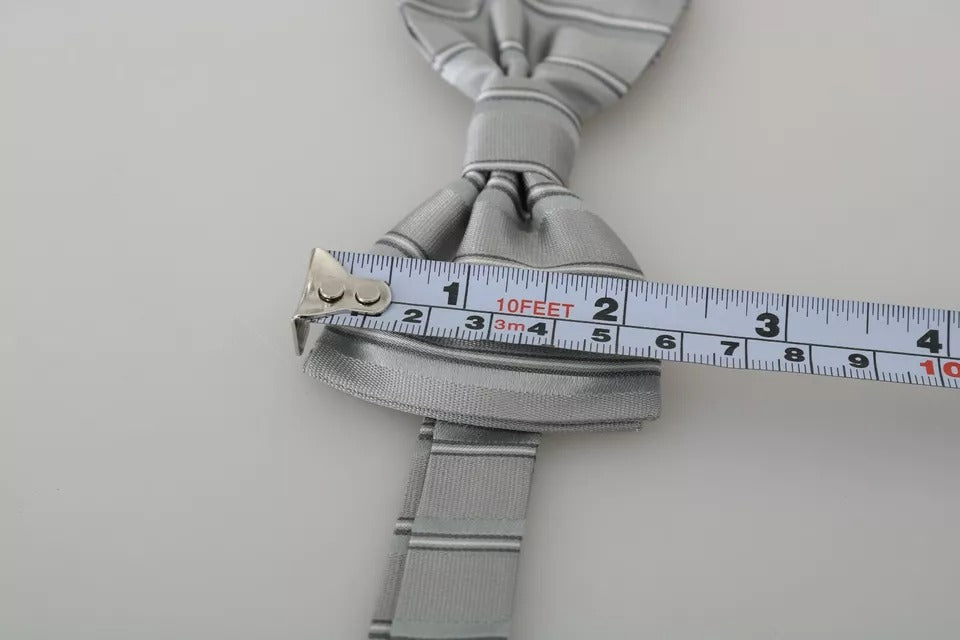 Dolce & Gabbana Light Gray Lining Adjustable Neck Butterfly Bow Men's Tie