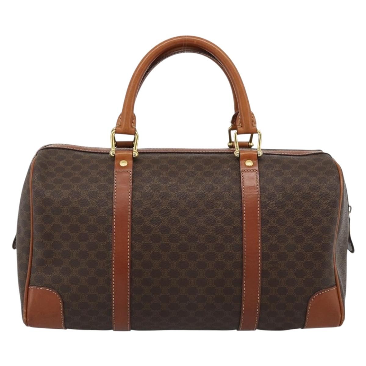 Celine Vintage Macadam Boston Canvas And Leather Brown Canvas Handbag (Pre-Owned)