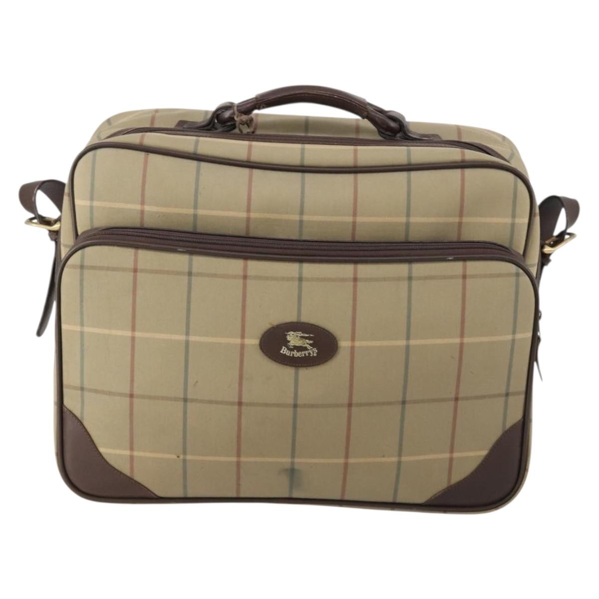 Burberry Nova Check Boston Canvas Beige Canvas Travel Bag Bag (Pre-Owned)