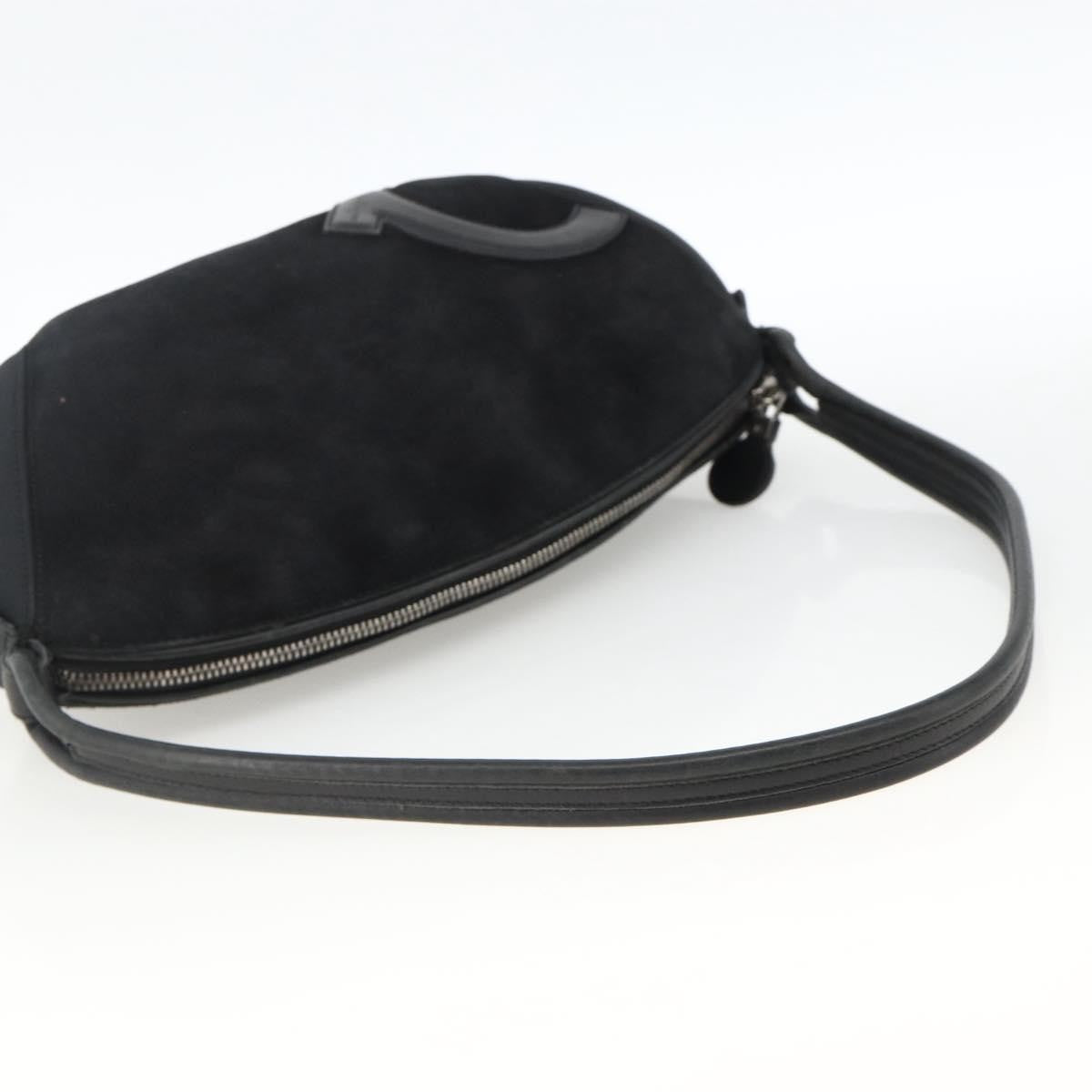 Salvatore Ferragamo Gancini Suede Black Suede Shoulder Bag Bag (Pre-Owned)