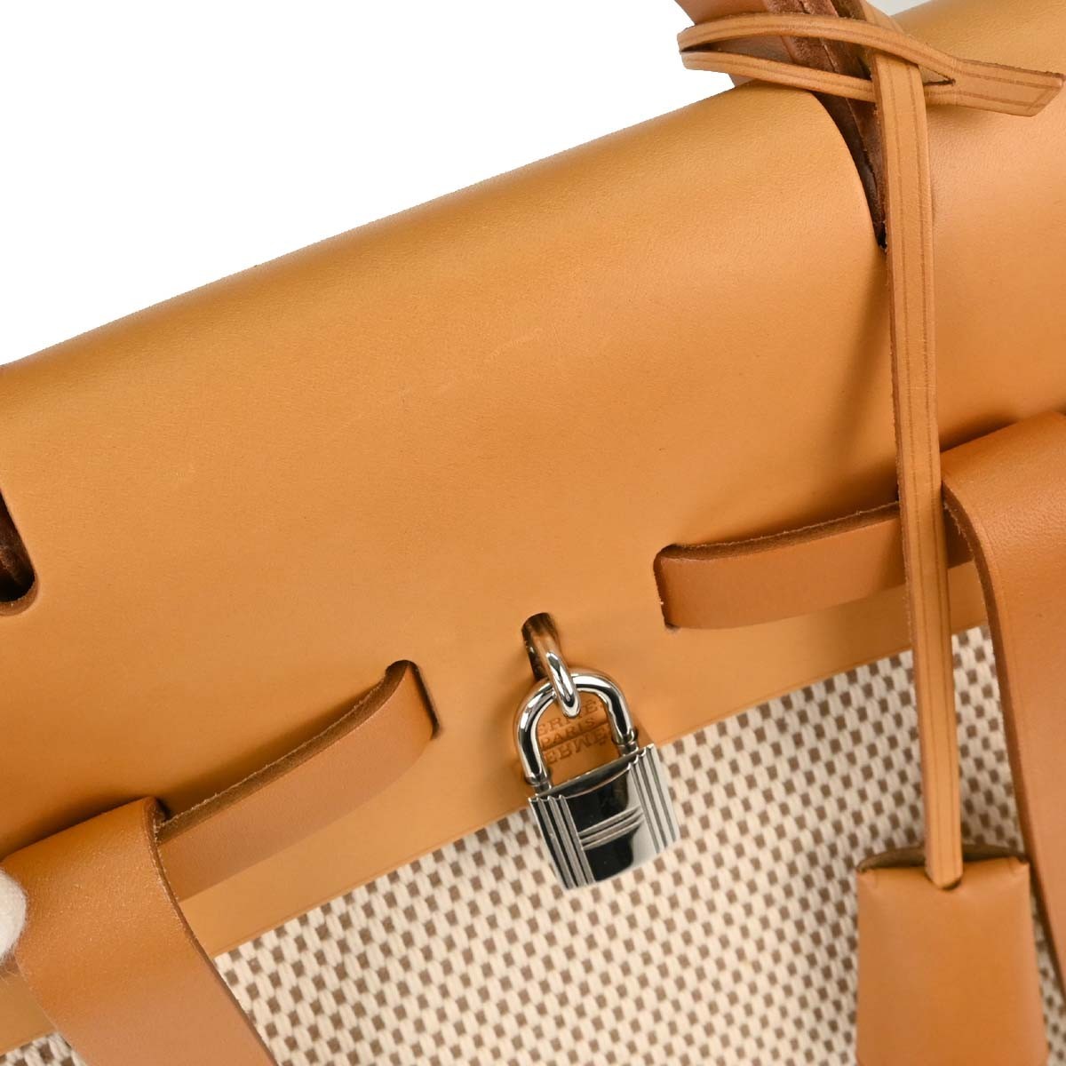 Hermes Vintage Herbag A Dos Toile And Leather Beige Canvas Backpack Bag (Pre-Owned)