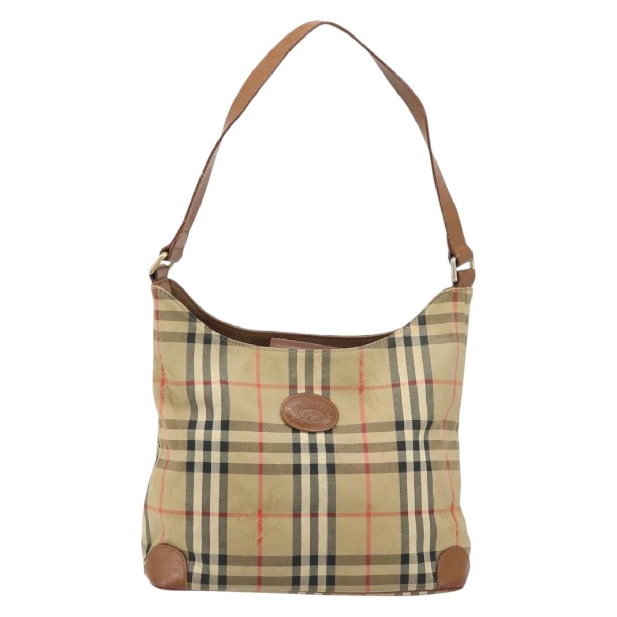 Burberry Nova Check Canvas And Leather Beige Canvas Shoulder Bag Bag (Pre-Owned)