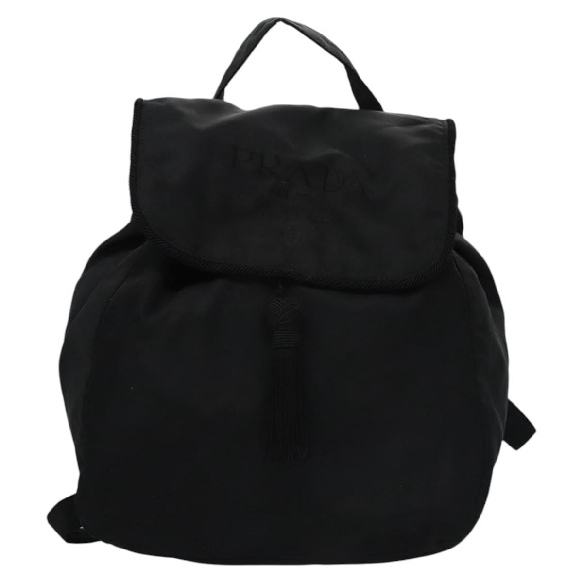Prada Flap Drawstring Tessuto Black Nylon Backpack Bag (Pre-Owned)
