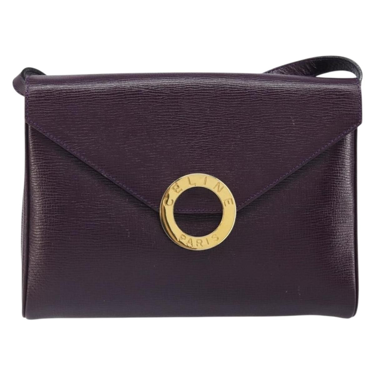 Celine Circle Logo Leather Purple Leather Shoulder Bag Bag (Pre-Owned)