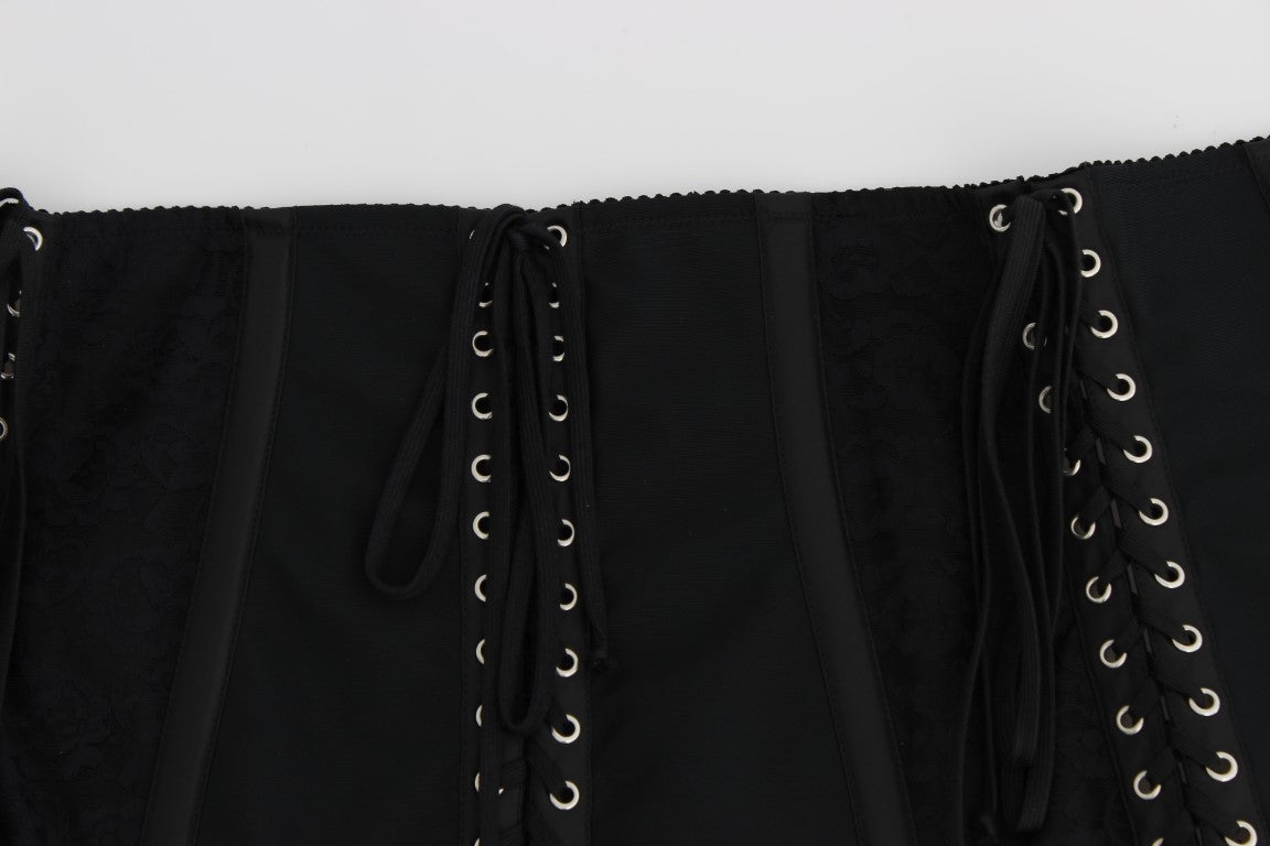 Dolce & Gabbana Black Stretch Corset Waist Strap Women's Belt