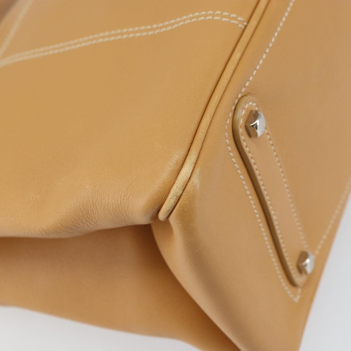Salvatore Ferragamo Gancini Tote Leather Beige Leather Tote Bag Bag (Pre-Owned)