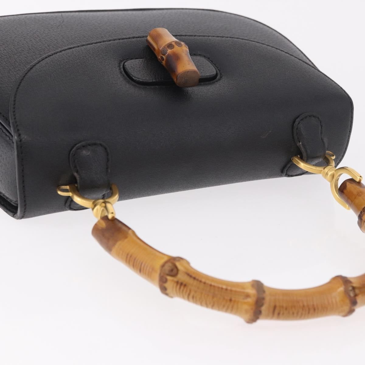 Gucci Bamboo 1947 Top Handle Leather Black Leather Handbag (Pre-Owned)