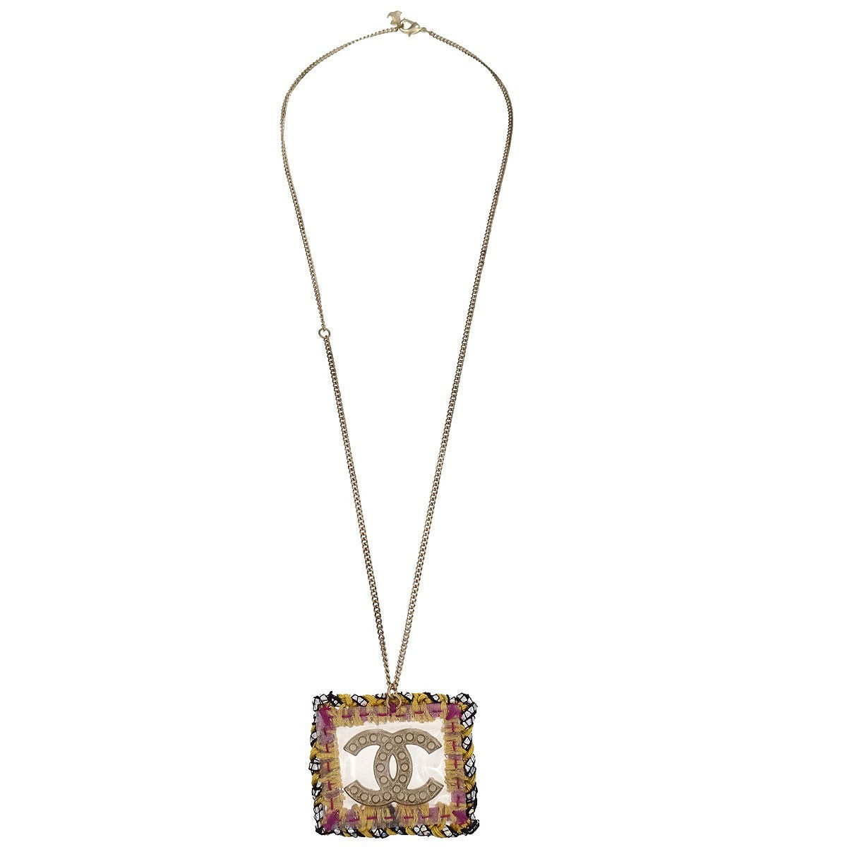 Chanel Square Cc Pendant Metal Gold Gold_Plated Necklace Jewelry (Pre-Owned)