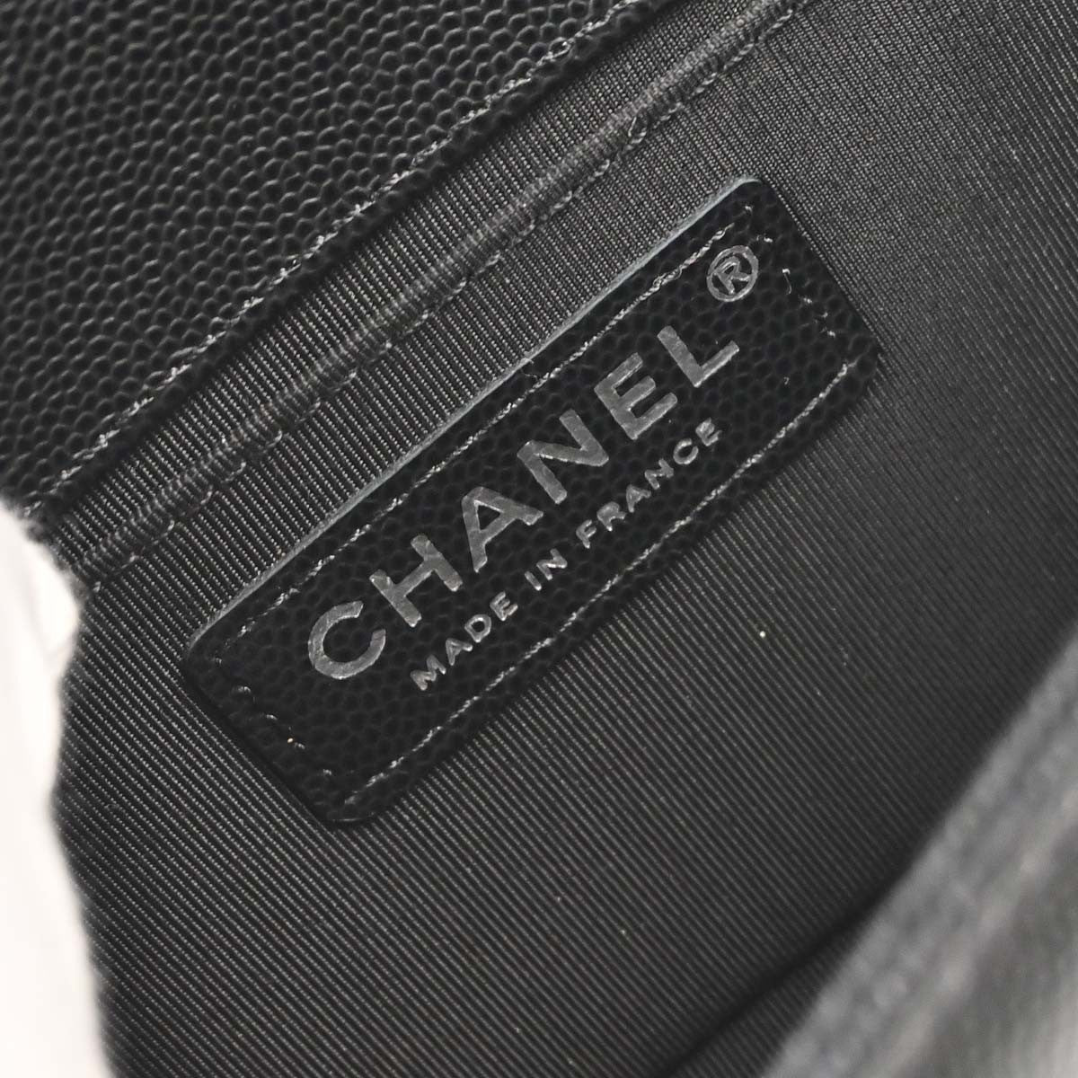 Chanel So Black Boy Flap Quilted Caviar Black Calfskin Handbag (Pre-Owned)