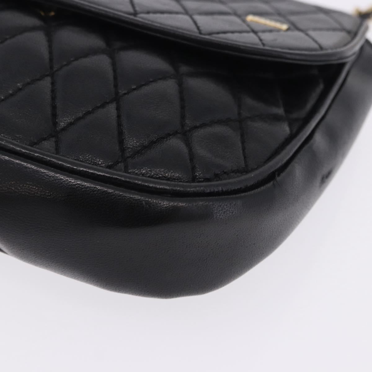 Bally Vintage Chain Quilted Leather Black Leather Shoulder Bag Bag (Pre-Owned)