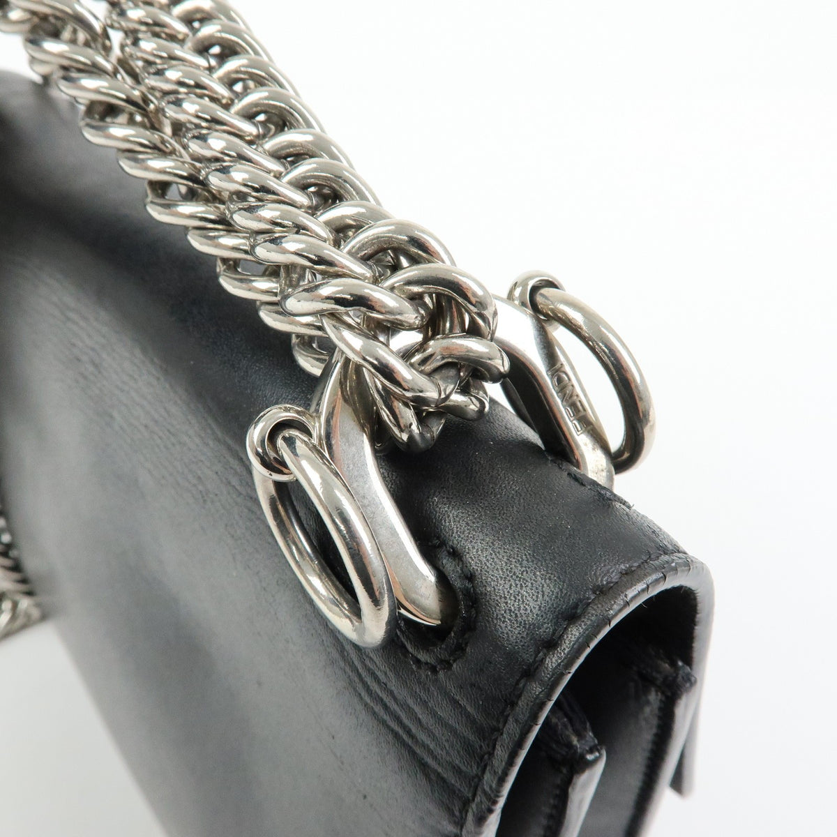 Fendi Kan I Leather Black Leather Shoulder Bag Bag (Pre-Owned)