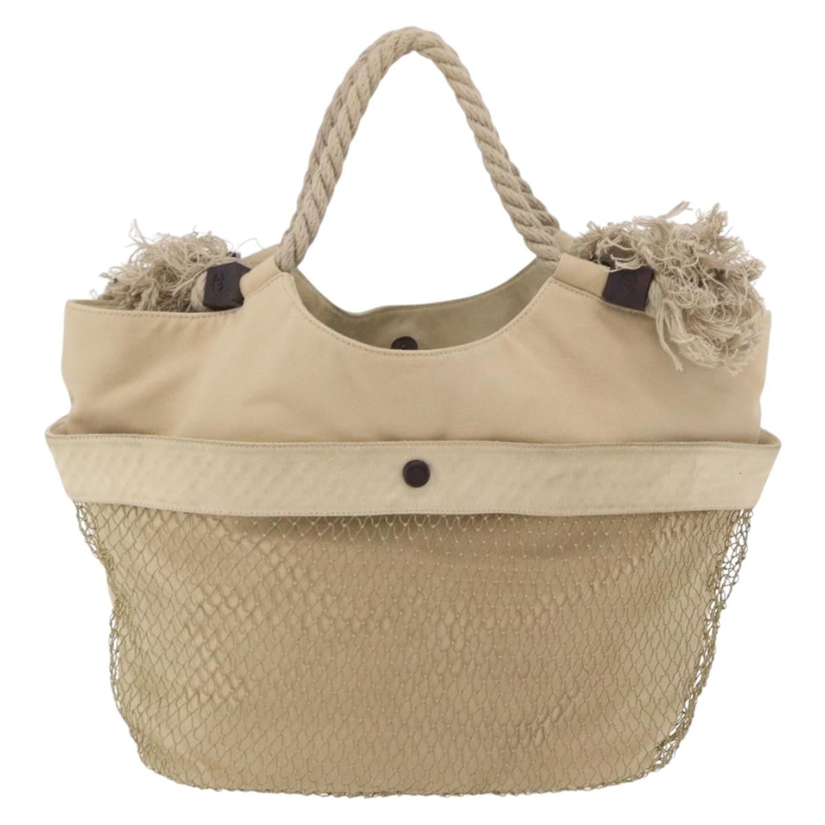Chanel Camellia Flower Tote Canvas Beige Canvas Tote Bag Bag (Pre-Owned)