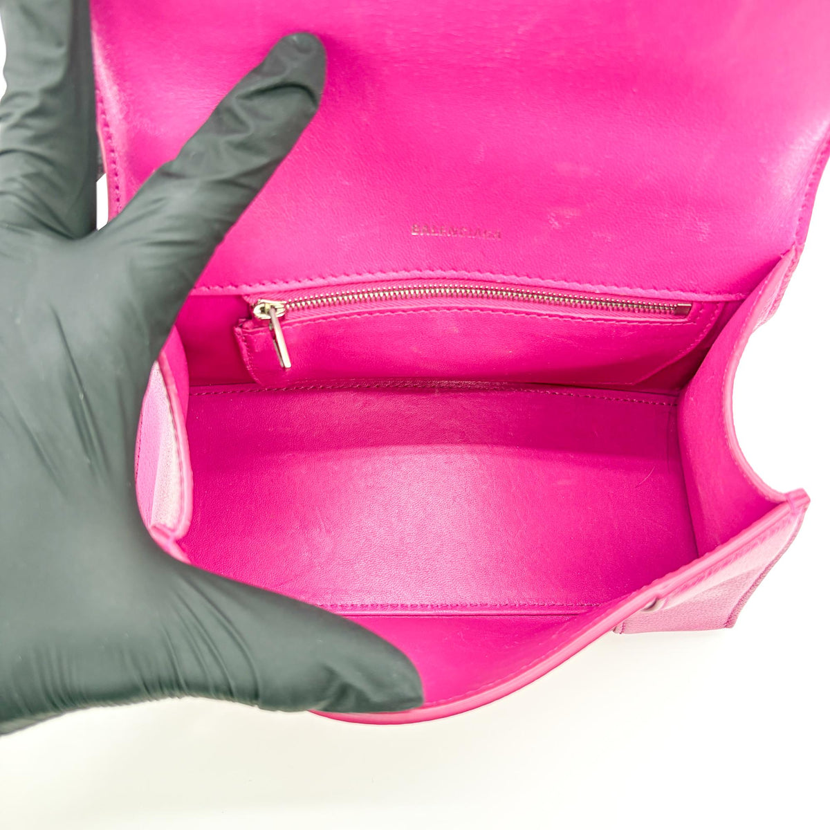 Balenciaga Hourglass Top Handle Leather With Crystals Pink Leather Handbag (Pre-Owned)