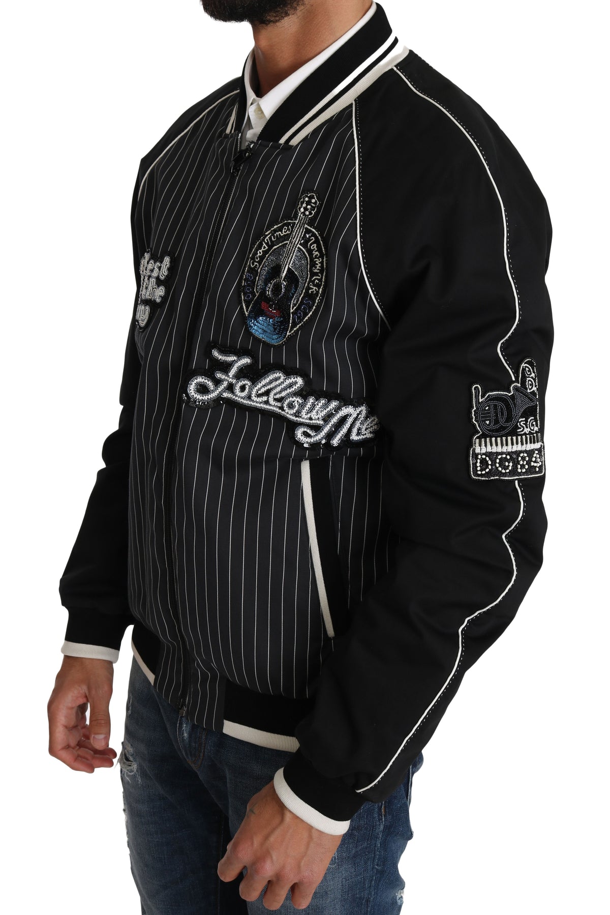 Dolce & Gabbana Black DD58 SG62 Sequined Beaded Men's Jacket