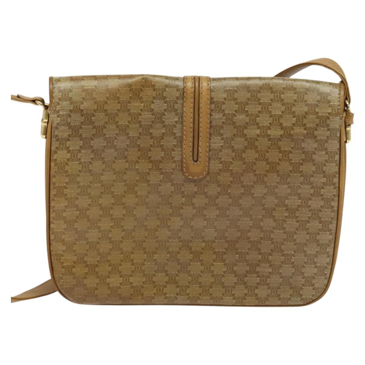 Celine Vintage Macadam Canvas And Leather Beige Canvas Shoulder Bag Bag (Pre-Owned)
