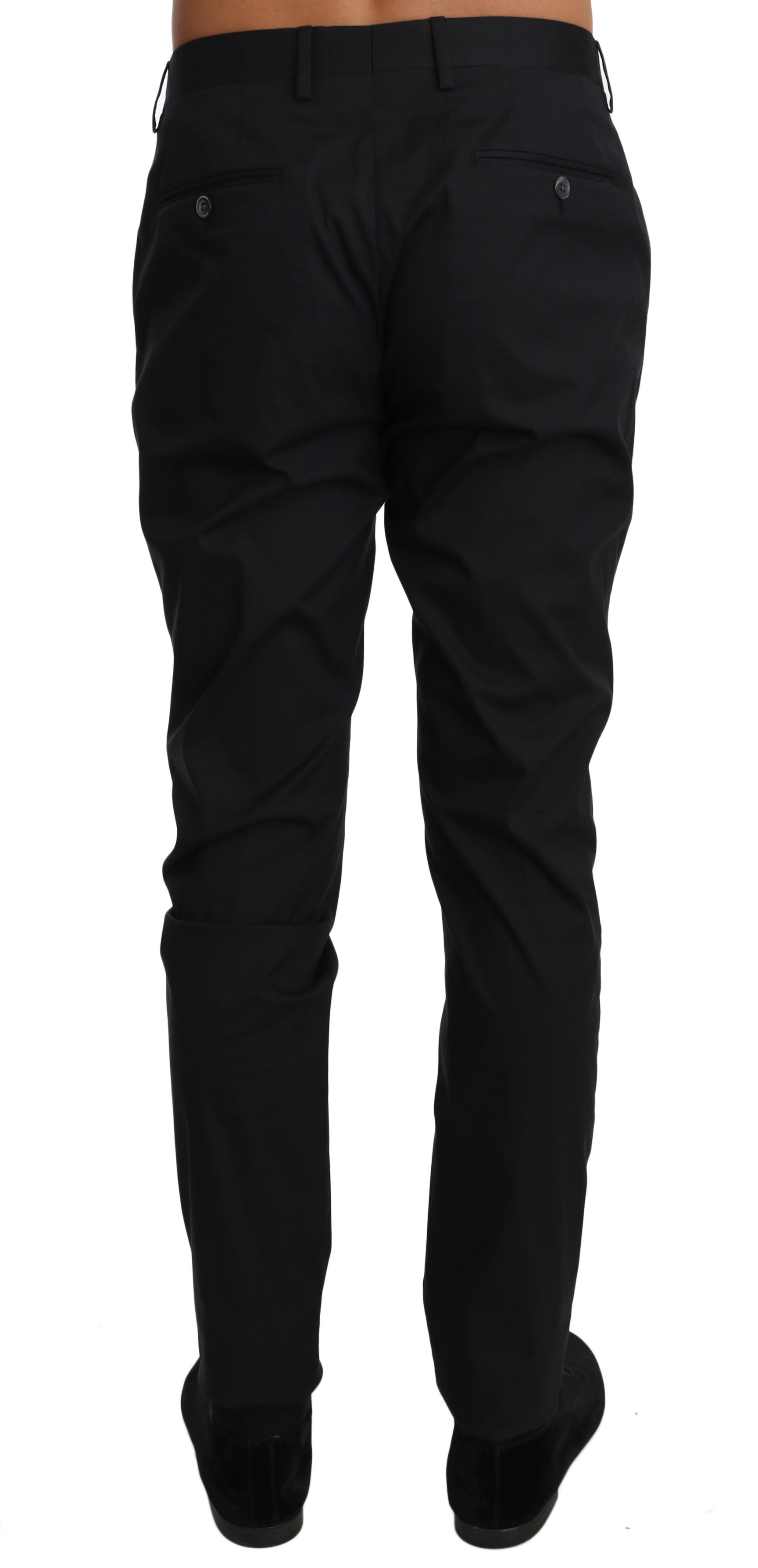 Dolce & Gabbana Black Cotton Stretch Formal Trousers Men's Pants